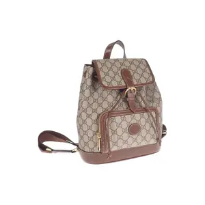 GUCCI GG Retro Canvas and Leather Backpack with Logo, Unisex Vintage Style in Brown