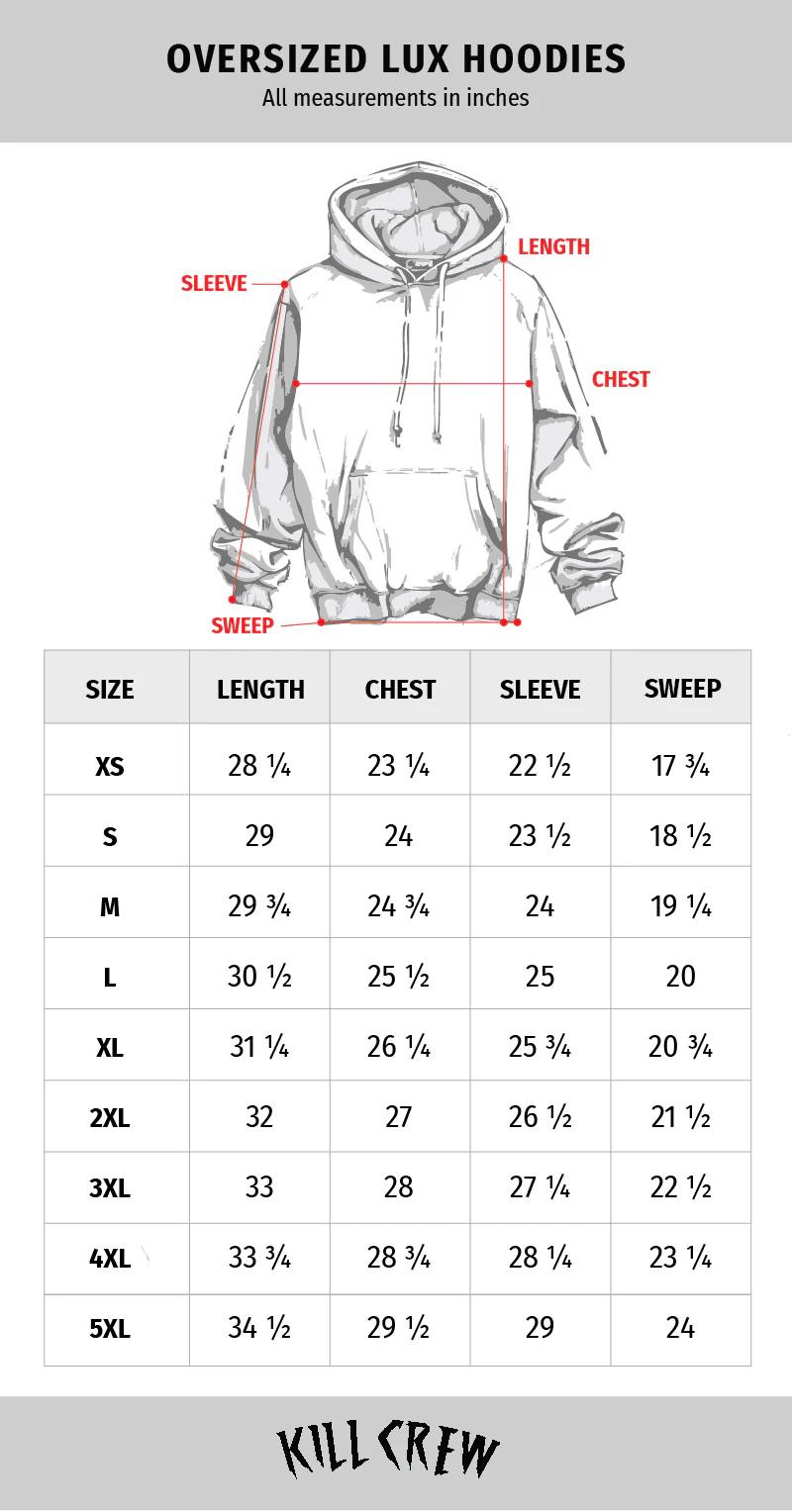 Kill Crew Oversized Lux Classic Hoodie Cotton Fit Fleece Sweatshirts Soft Tops Pullover Comfort