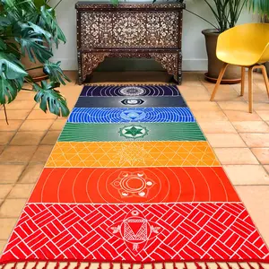 Mexico Colorful Yoga Mat, Chakra Meditation Mat Yoga Mat, Sun Protection Shawl Chakra Wall Tapestry Decoration, Bohemian Pilates Mat, Beach Picnic Mat 59 Inches Outdoor