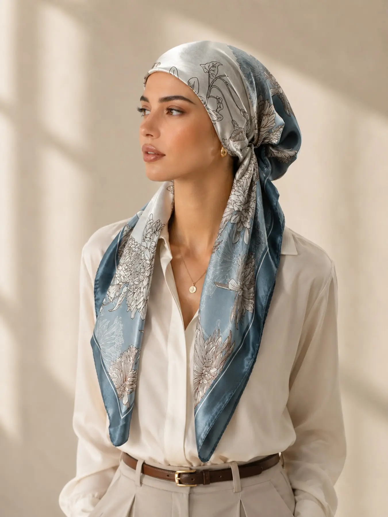 Women's Floral Print Headscarf Hat, Muslim Headscarf Cover, Lightweight Breathable Satin Hair Cap and Head Wrap, Fashion Daily Accessory for All Seasons and a Great Gift Idea