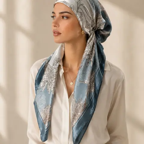 Women's Floral Print Headscarf Hat, Versatile Headscarf, Muslim Headscarf Cover, Lightweight Breathable Satin Hair Cap, Head Wrap and Fashion Shawl Wrap, Fashion Daily Accessory for All Seasons and a Great Gift Idea
