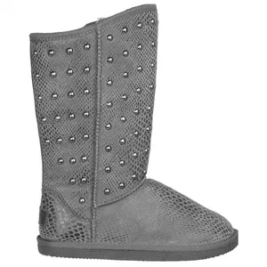 Lugz Womens Kimi Studded Round Toe Pull On Casual Boots Mid Calf - Grey