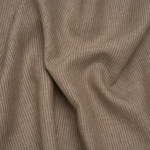 Medium Weight Linen Woven - Tan and Oatmeal Candy Stripes