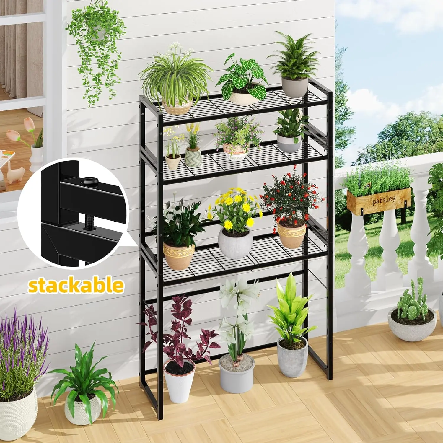 Simple Trending 3 Tier Metal Plant Stand Outdoor Indoor Waterproof,  Stackable Heavy Duty Tall Plant Shelf Flower Pot Holder for Garden, Display  Rack, Black - TikTok Shop