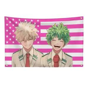 Bakugo & Midoriya My Hero Academia American Flag, Wall Banner, Anime Fan Gift, Manga Home Decor, Room Decoration, Otaku Dorm Poster