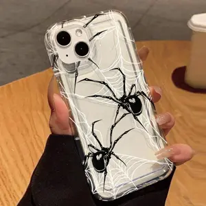 Spider Web Pattern Phone Case, Decorative Phone Protector Cover, Phone Accessories Compatible with iPhone 15 14 13 12 11