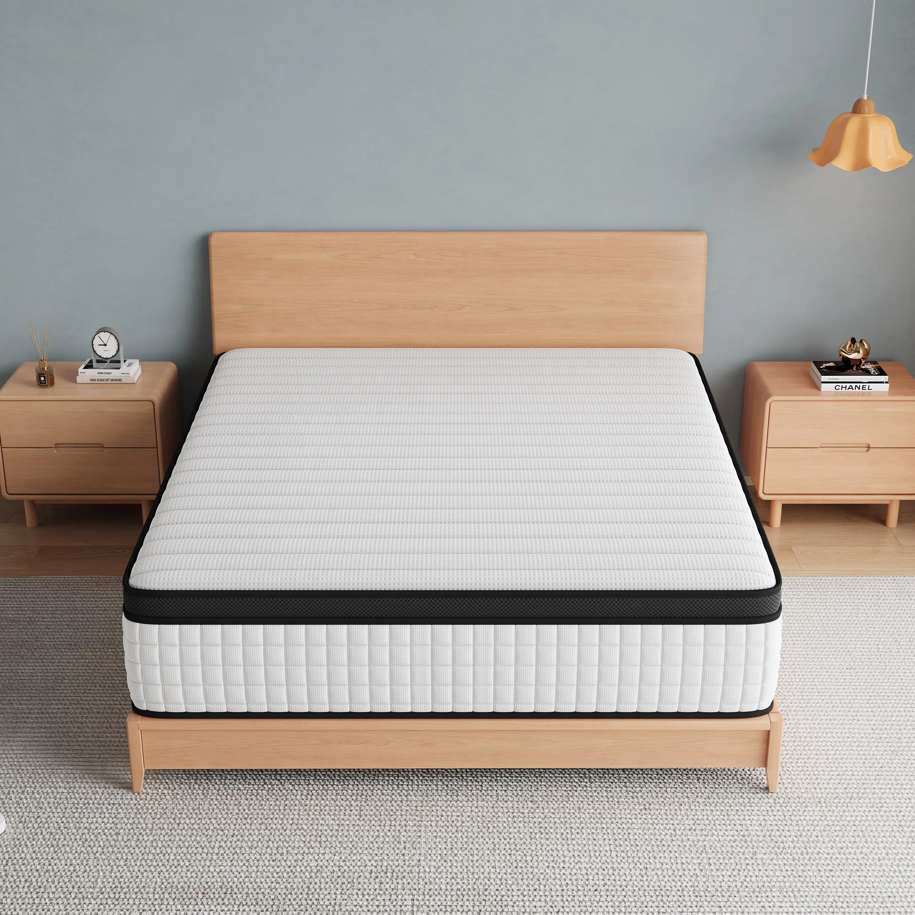 MRH 12-inch Twin Full Queen king Mattress PocketMedium Firm Hybid Mattresses In A BIsolation Cool SleepAnd PressureSpring For MotionRelief,CertiPUR-US