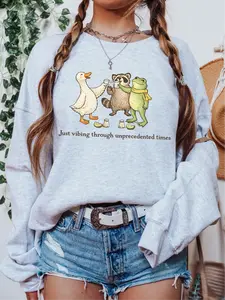 Just Vibing Through Unprecedented Times ~ Unisex Crewneck Sweatshirts Printed in the USA