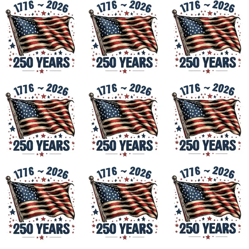 9 Pcs American Flag Iron On Patches 250th Anniversary 1776-2026 Heat Transfer Appliques for Clothing Tshirt Jeans Backpack Hat Pillow Durable