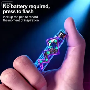 Lightning Pen Luminescent Neutral Pen, Cool Lightning Glowing Pen, Wireless Power Exam Student Pen, Comfortable Writing Suitable for Students-Buy now & get one refill free & Colors are random