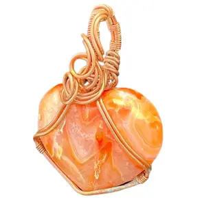 Natural Carnelian Hand Wire Wrapped Pendant With Cord - Spiritual Jewelry for Women