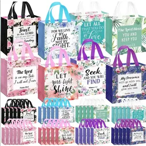 32 Pcs Bible Verse Flower Gift Bag with Handles