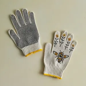 Bee Gardening Gloves for Adults, Hand Screen-Printed Design, Durable and Comfortable, Ideal for Beekeeping Enthusiasts