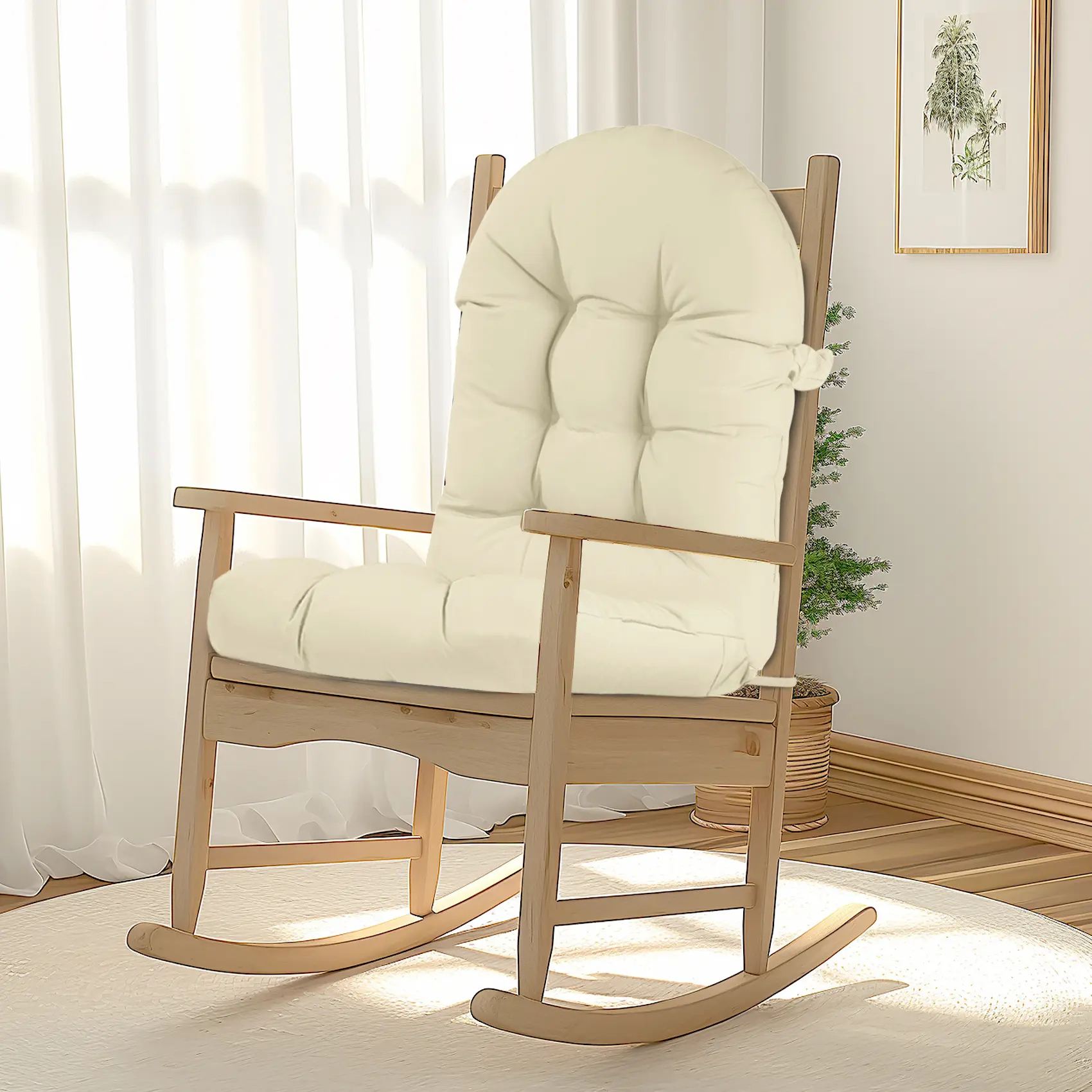 Rocking Chair Cushion Set - Waterproof, Breathable Memory Foam Cushion with Anti-Slip Design, Soft & Supportive for Indoor/Outdoor Seating, Ideal for Lounges, Enhances Cozy Comfort for Rocking Chairs, Comfortable Rocking Chairs