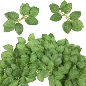 150/200pcs Artificial rose leaves are used for making wedding bouquets, flower garlands, and realistic green leaf fabrics for various holiday decorations, suitable for use in homes and gardens, and are suitable for all seasons