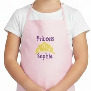Personalized Kids Apron with Embroidered Name - Princess Design | Ages 3-11 & Adult