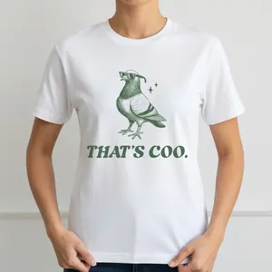 That's Coo Funny Pigeon T-Shirt, Retro Graphic Design, Unisex Oversized Washed Style, Ideal Silly Gift for Pigeon Lovers