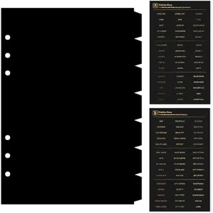 Black Dividers for 6 Ring Binder, 7-Tab Sturdy Plastic Dividers, A5 Index Divider, 6 Hole Binder Dividers, Insertable Notebook Planner Tab Dividers for Binders