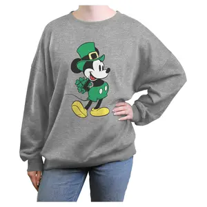 Juniors Womens Mickey & Friends A Bunch of Clovers Sweatshirt