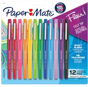 Paper Mate Flair Felt Tip Pens | Medium Point 0.7 Millimeter Marker Pens | School Supplies for Teachers & Students | Assorted Colors, 12 Count