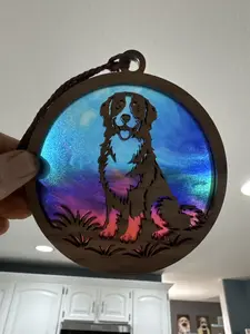 Bernese Mountain Dog Suncatcher for Sunny Window
