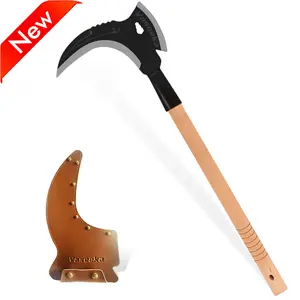 Vaseeka 2-in-1 Multi-Purpose Weed Tools with 20” Long Wooden Handle - Alloy Steel Blades for Gardening, Lawn Care and Heavy Duty Cutting - No Electricity Required, Lawn Care Tool | Rustic Appearance | Durable Construction