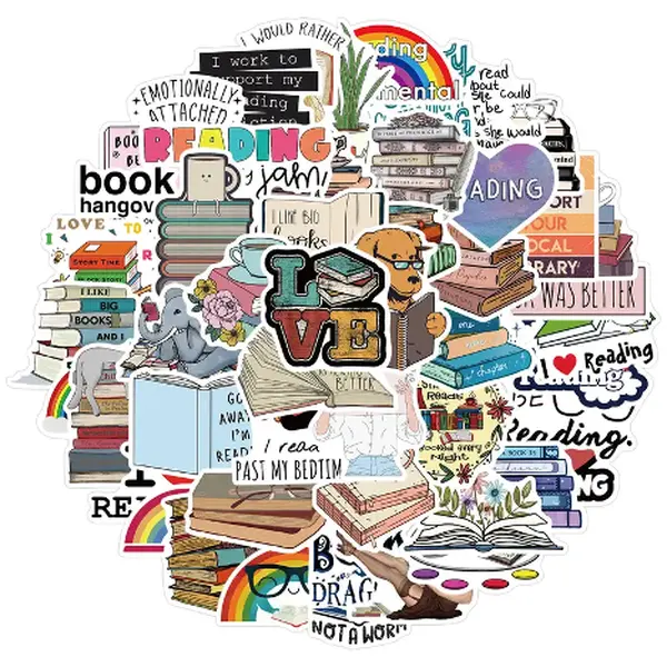 Book Lover Stickers 20 Ct | Librarian Sticker Decals | Waterproof Variety Book Lover Sticker | Book Club Gifts