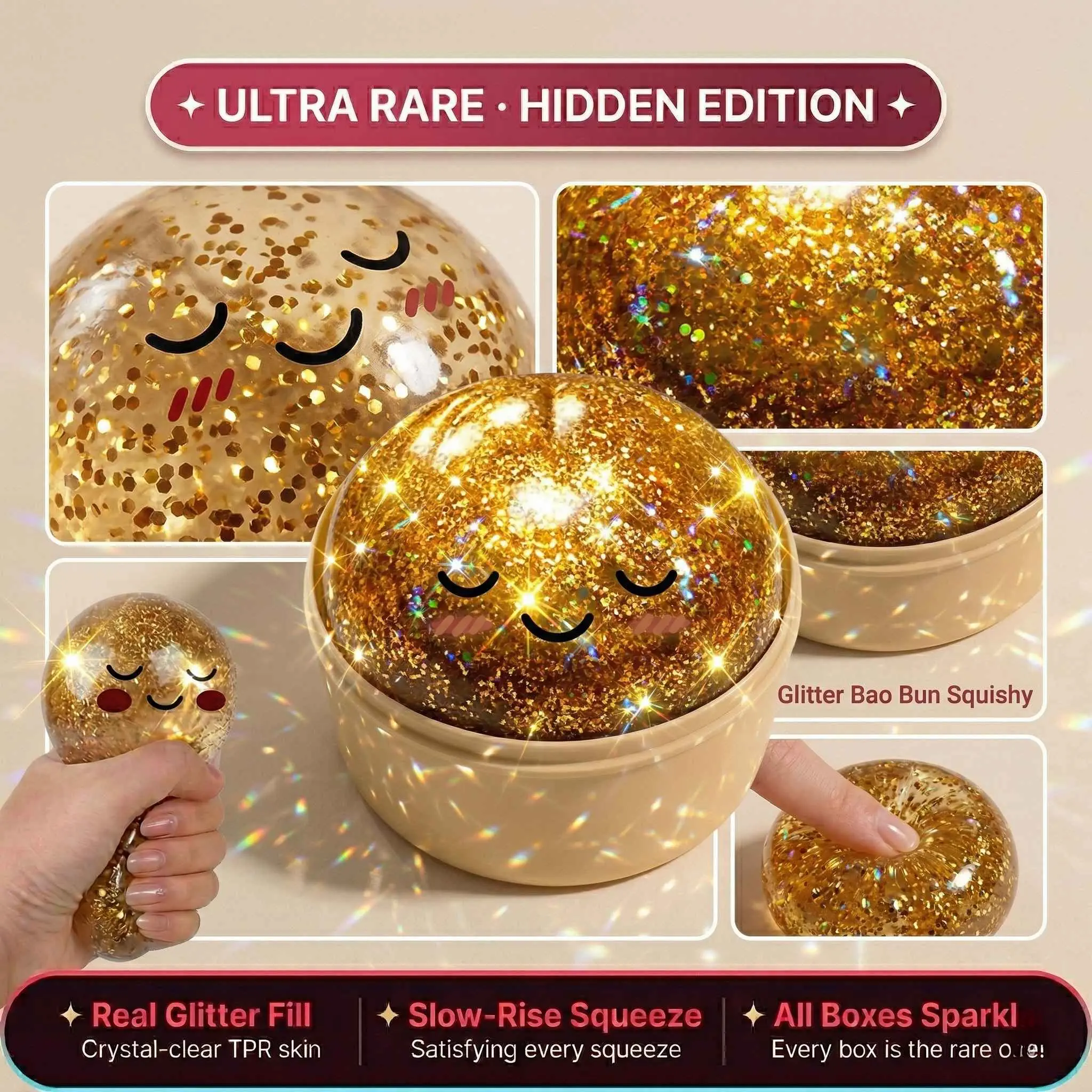 Viral Dumpling Squishy ULTRA RARE Pearl Pink Glitter Hidden Edition ...