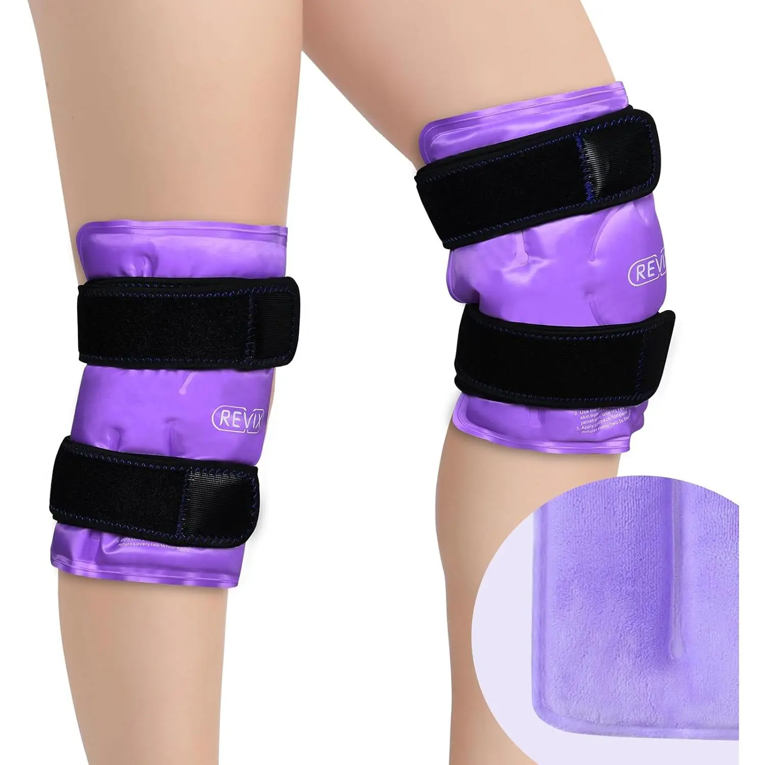 REVIX Reusable Knee Ice Pack Wrap for Post-Workout relaxation, 2 Packs Gel Ice