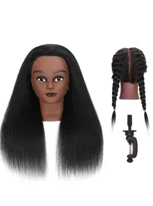 100% Human Hair Mannequin Practice Head with Table Clamp Stand, 14-16 Inch Options for Hair Styling & Braiding, Ideal for Hairdresser Training