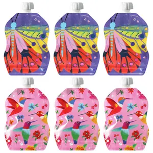 SnakPack Reusable Food Pouch - 6 CT | 8 oz, FlutterBug SnakPack Reusable Food Pouch - 6 CT | 8 oz, FlutterBug