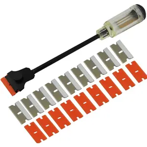 12" Long Reach Extension Scraper Long Razor-blade Scraper Extra Long Sticker Scraper with 10PCS Double Edged Plastic Razor Scraper Blades and 10PCS Carbon Steel Razor Scraper Blades - Home Improvement.