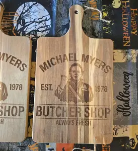 Acacia Cutting Board Halloween Michael Myers Butcher Shop 1978 Est Always Fresh Engraved Wood Board