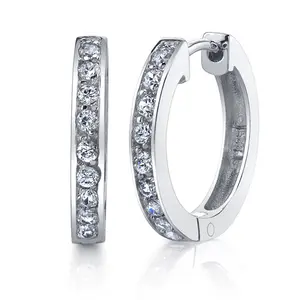 Mother's Day Gift 3MM Sterling Silver 925 Huggie Hoop Earrings Ear Huggers Cubic Zirconia