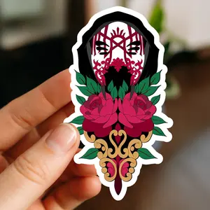 Sleep Token Vinyl Sticker, Vessel Mask with Roses & Ornate Gothic Design, Dark Aesthetic Band Sticker for Laptops, Water Bottles & Journals, Perfect for Worship Fans, Alt Girls, Metalheads & Alternative Music Lovers, Sleep Token Art Sticker
