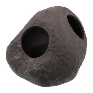 VOCOSTE Aquarium Decorations Hideaway Rock Cave, Ceramic Fish Tank Decor Stone for Aquatic Pets to Breed Play Rest, Brown, 5.24x3.82x2.95 Inches
