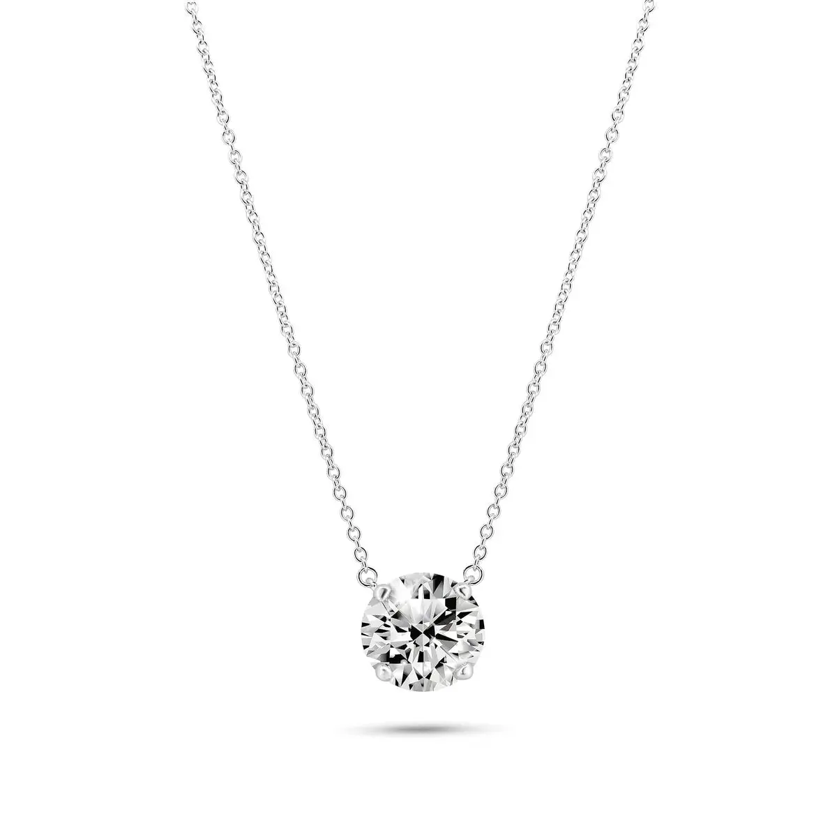 Rhodium Plated 925 Sterling Silver Moissanite Stone Solitaire Necklace