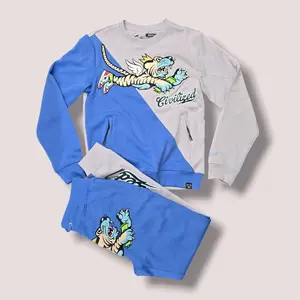 Men Lavender tiger jogger set Crewneck Menswear Casual Long Sleeve Round Neck
