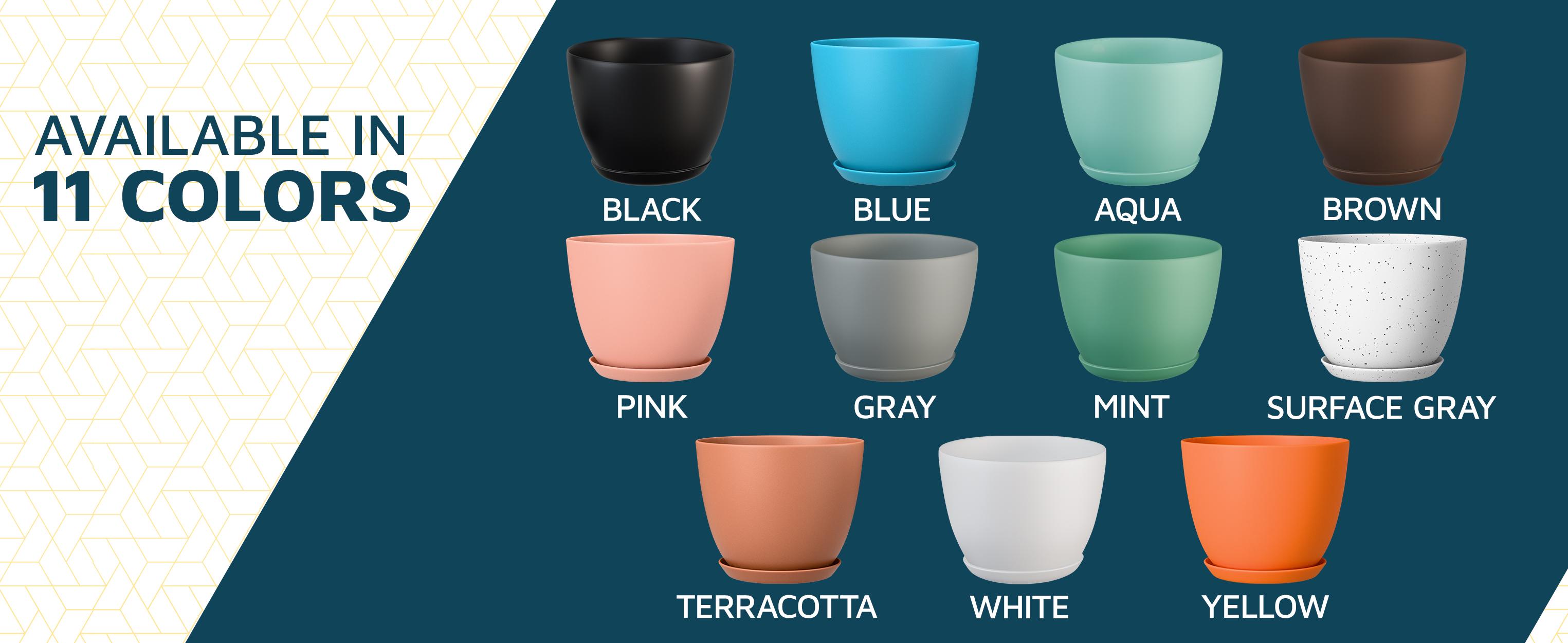 Plant Pots with Drainage Holes & Saucers 10 Pack, Indoor & Outdoor Stackable Space-Saving Planters for Houseplants & Flowers, (7", 6.7", 6", 5.3", and 4.8" Inches), Durable & Weatherproof