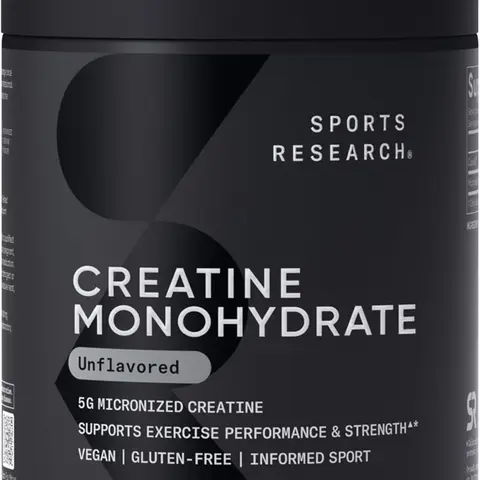 Sports Research Creatine Monohydrate - Gain Lean Muscle, Improve Performance and Strength and Support Workout Recovery - 5 g Micronized Creatine Per Serving