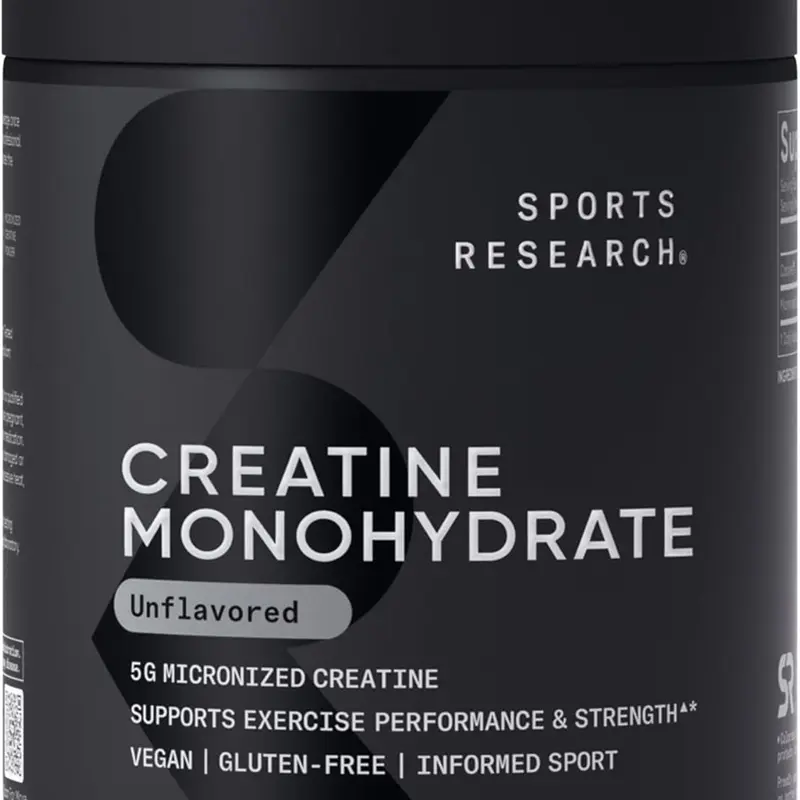 Sports Research Creatine Monohydrate - Gain Lean Muscle, Improve Performance and Strength and Support Workout Recovery - 5 g Micronized Creatine Per Serving