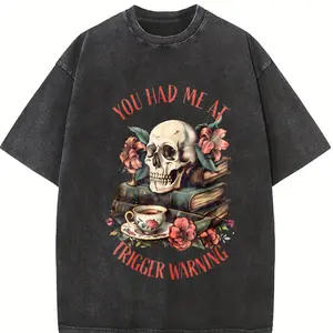 Unisex You Had Me At Trigger Warning Dark Romance Smutt Book Reader T-Shirt Casual Top