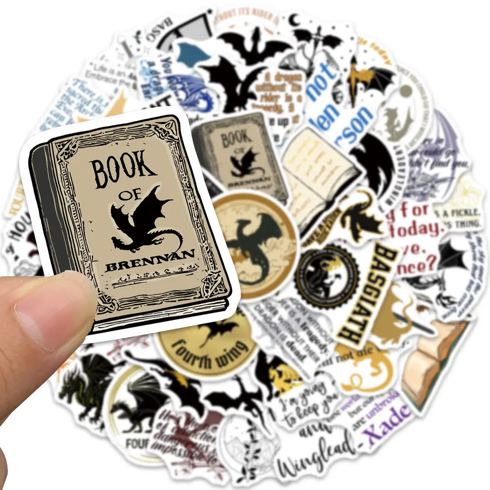 50PCS Gothic Dragon Rider Fantasy Stickers - Dark Romantasy Aesthetic High-Quality Decals, Accessories for E-reader, Laptop - Bookish Gift for Fantasy Lovers - Home Decor Fridge Stickers