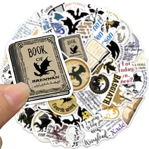 50PCS Gothic Dragon Rider Fantasy Stickers - Dark Romantasy Aesthetic High-Quality Decals, Accessories for E-reader, Laptop - Bookish Gift for Fantasy Lovers - Home Decor Fridge Stickers