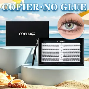 Cofier No-Glue DIY Eyelash Extension Kit - Lightweight Multi-Length False Lashes, Included Tweezer, Easy Application, High-Quality, Long-Lasting for Flawless Daily Makeup Cosmetic
