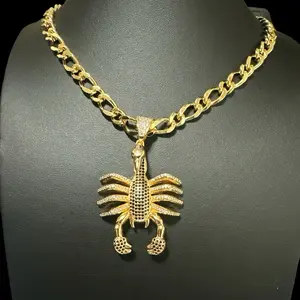 Men's Gold Plated Chain with Scorpion Pendant - Stylish and Durable Gold Chain with Scorpion Pendant