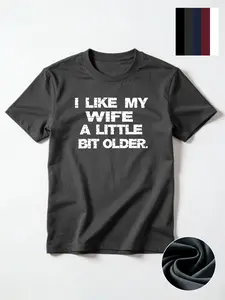 Couple Funny Men's Crew Neck Short-Sleeve Tee - "I Like My Wife" Warm Streetwear Top