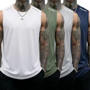 4PCS Men's Workout Tank Top  Casual Soft Sleeveless Gym Muscle Shirts Bodybuilding Tee Menswear Round Neck Basketball Compression Basketball Compression Shorts Sport Vests Plain
