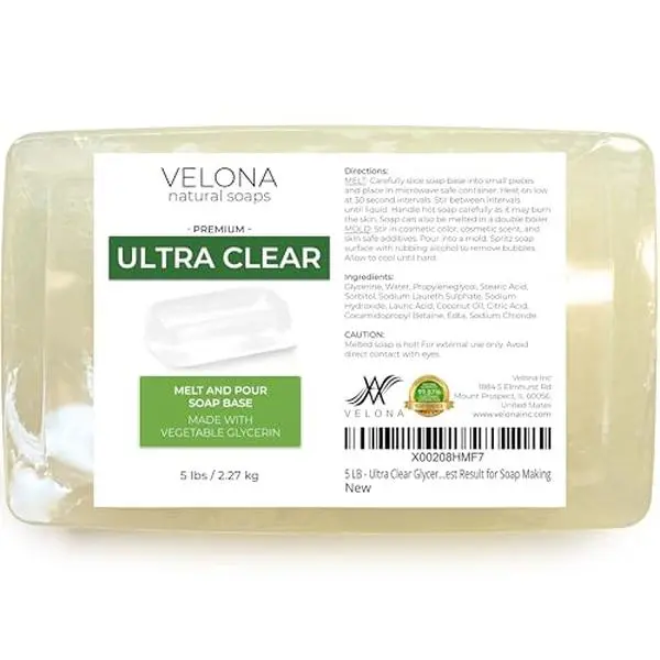 velona 5 lb - Ultra Clear Glycerin Soap Base, Melt & Pour, Transparent