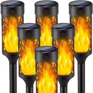 2PCS Solar Flame Light, Outdoor Pathway Garden Lamp, Atmosphere Lighting for Yard and Lawn, Holiday Decoration for Halloween and Christmas